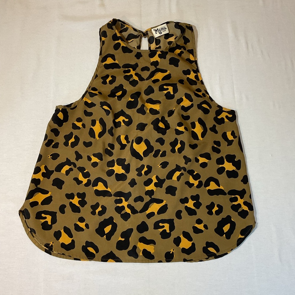 Mumu Olive Leopard Print Tank Top Blouse, Size L Show Me Your Mumu Keyhole Back